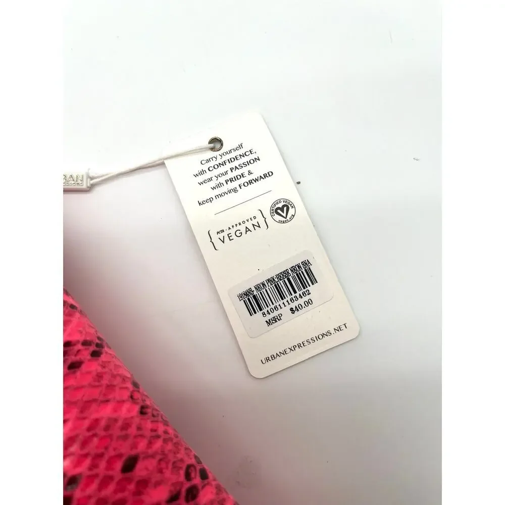 Urban Expressions NWT Snakeskin Clutch, Hot Pink & Clear